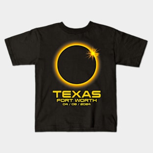 Fort Worth Texas Tx Total Solar Eclipse 2024 Kids T-Shirt